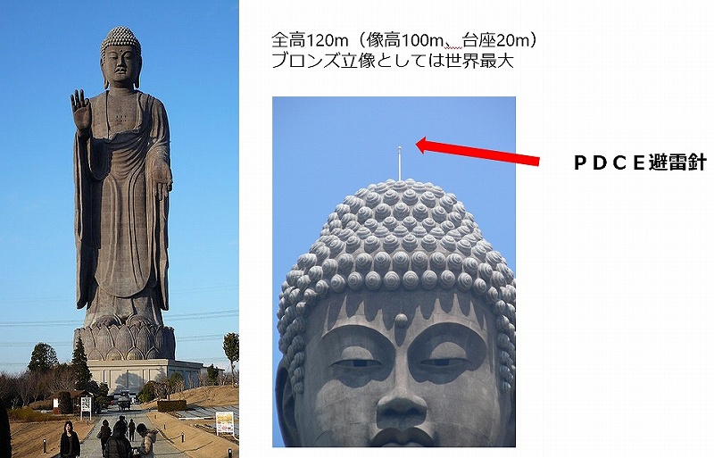 Tall statue protected by PDCE at the top