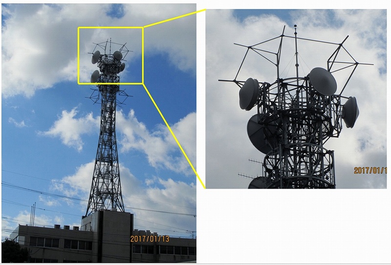 Communication tower with PDCE at top platform